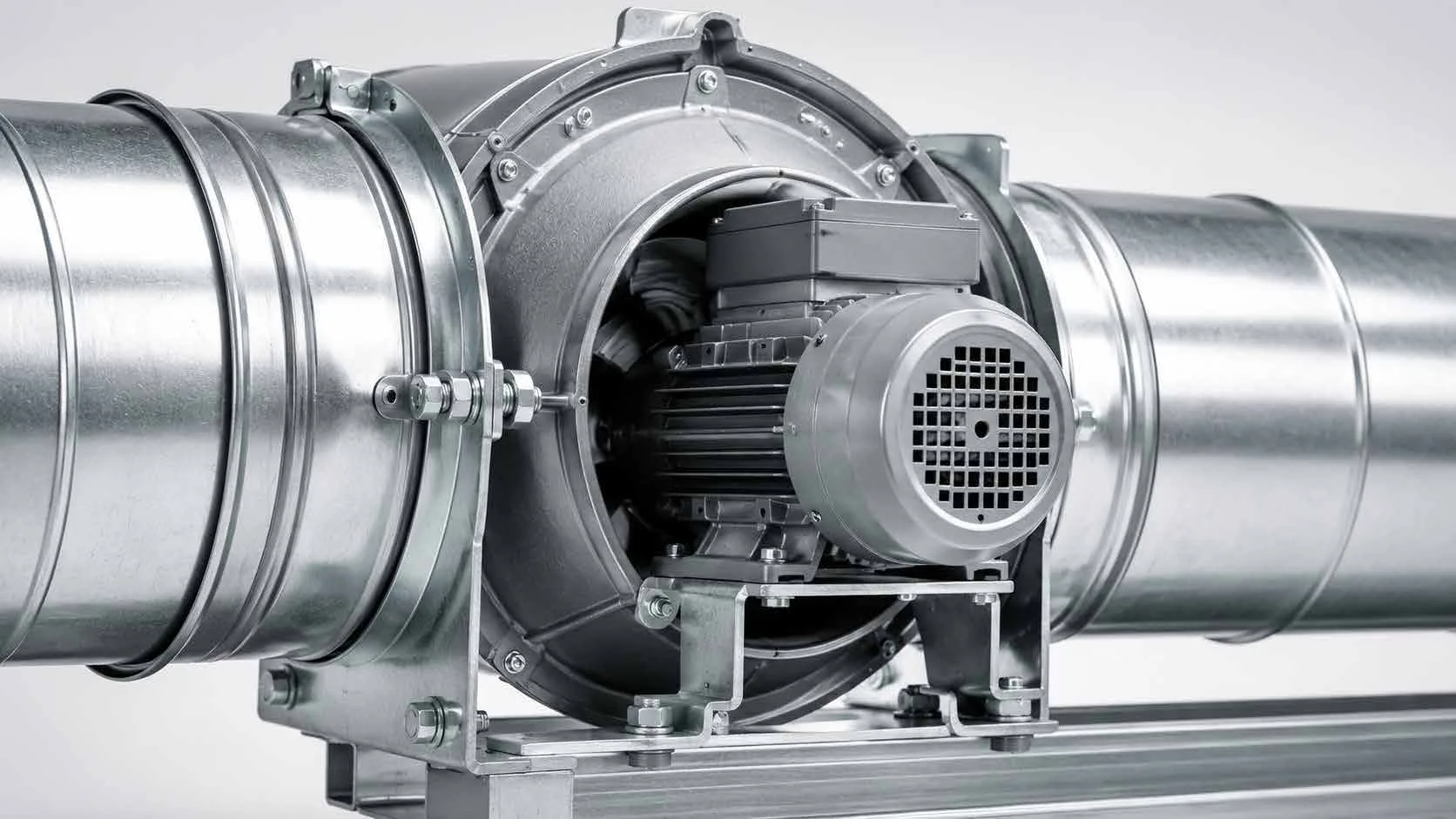 Duct fan motor inside a galvanised air duct
